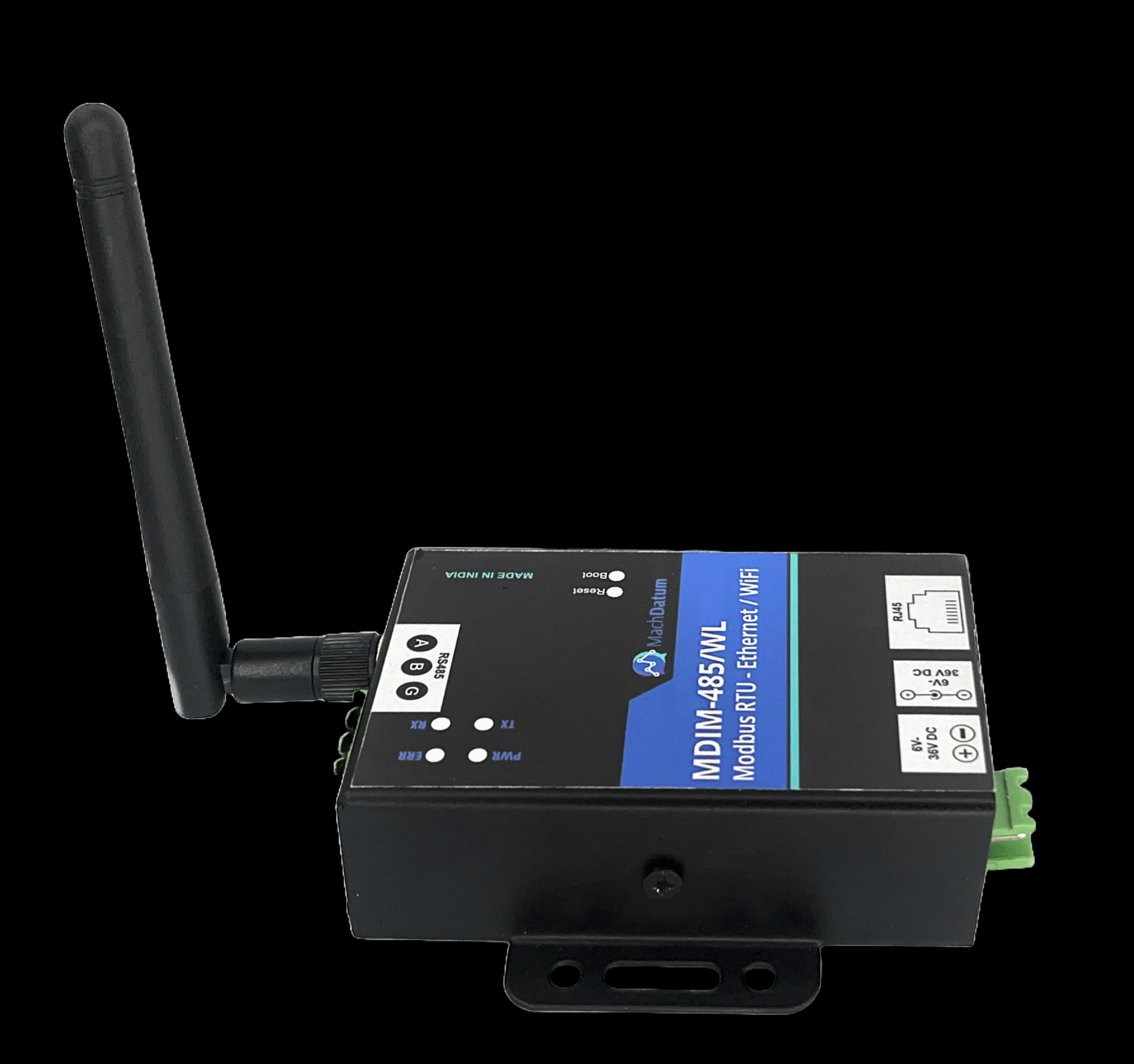 MDIM-485/WL WiFi antenna and RS485 terminal detail