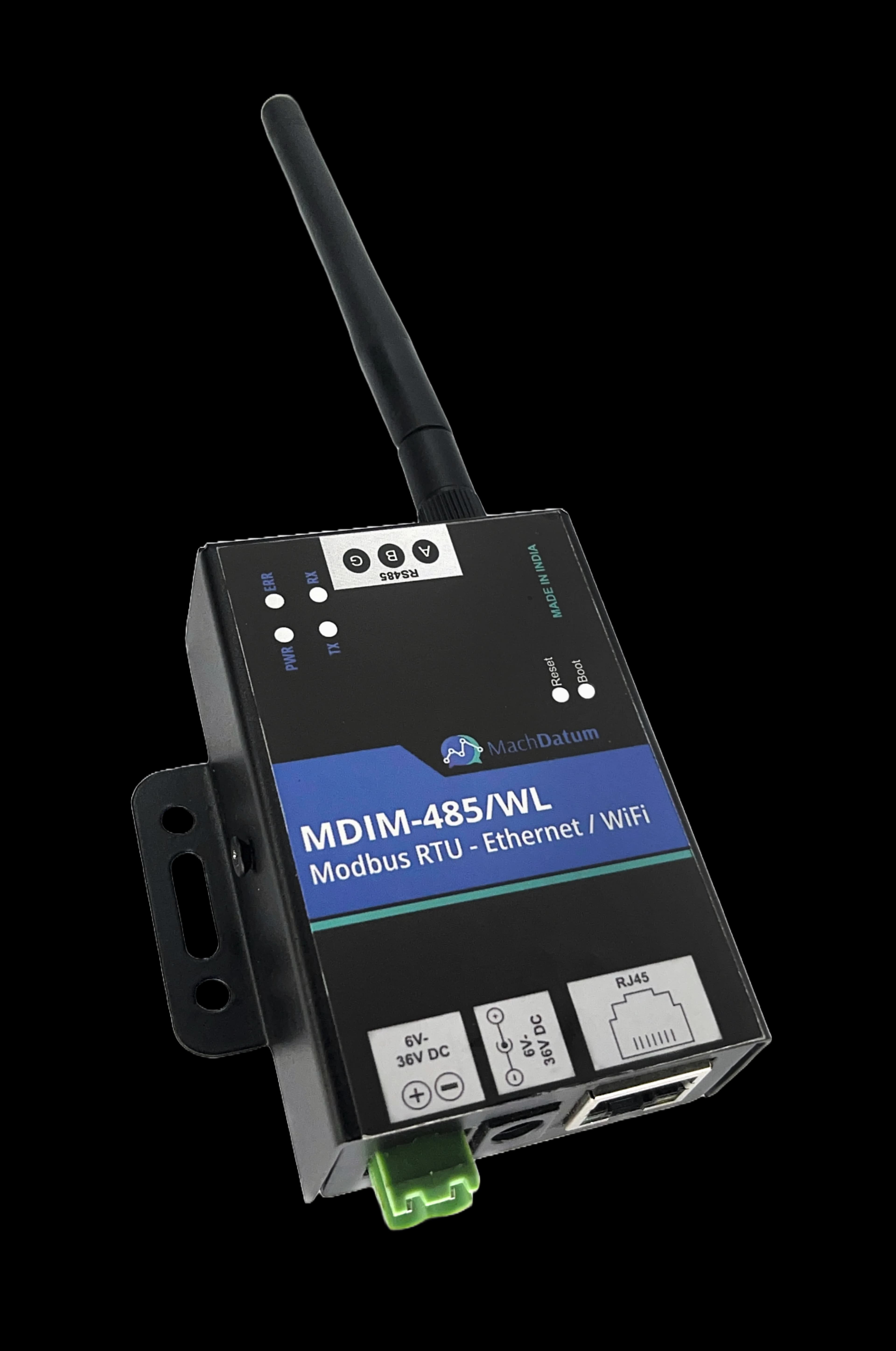 MDIM-485/WL mounted on DIN rail in industrial control panel
